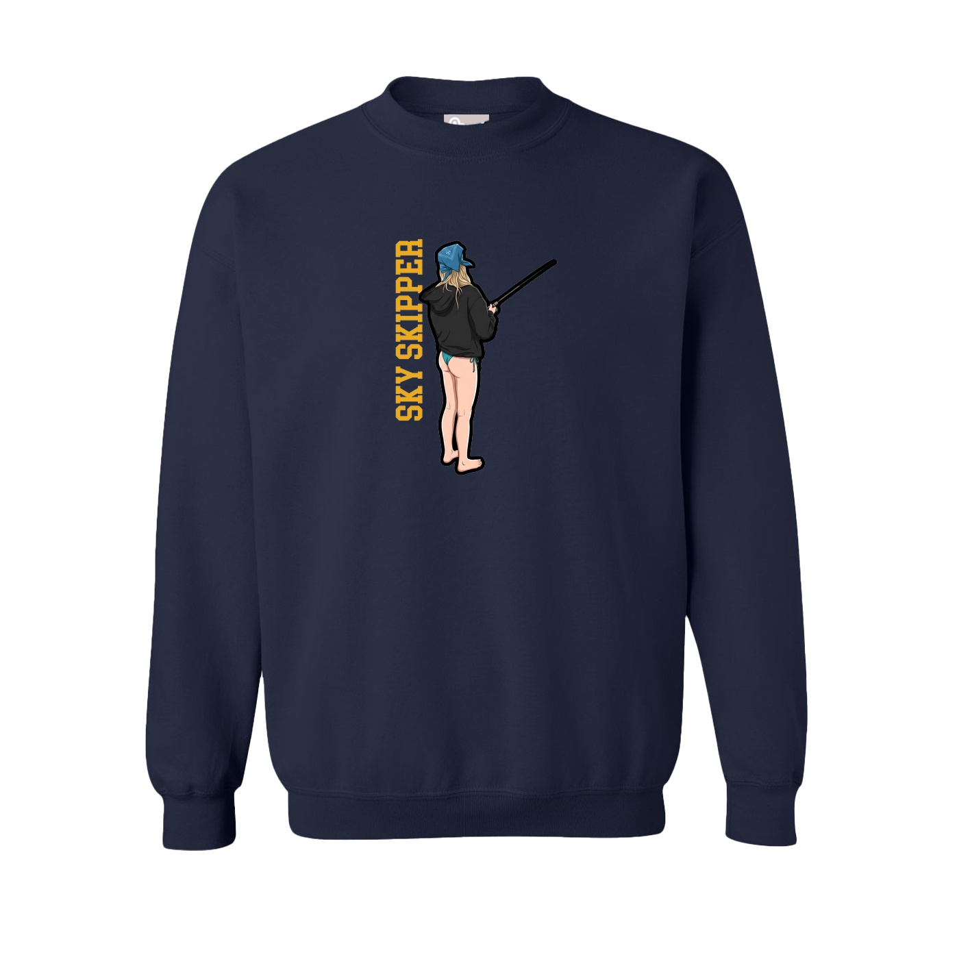 Fleece Crew — Name Vertical in Navy