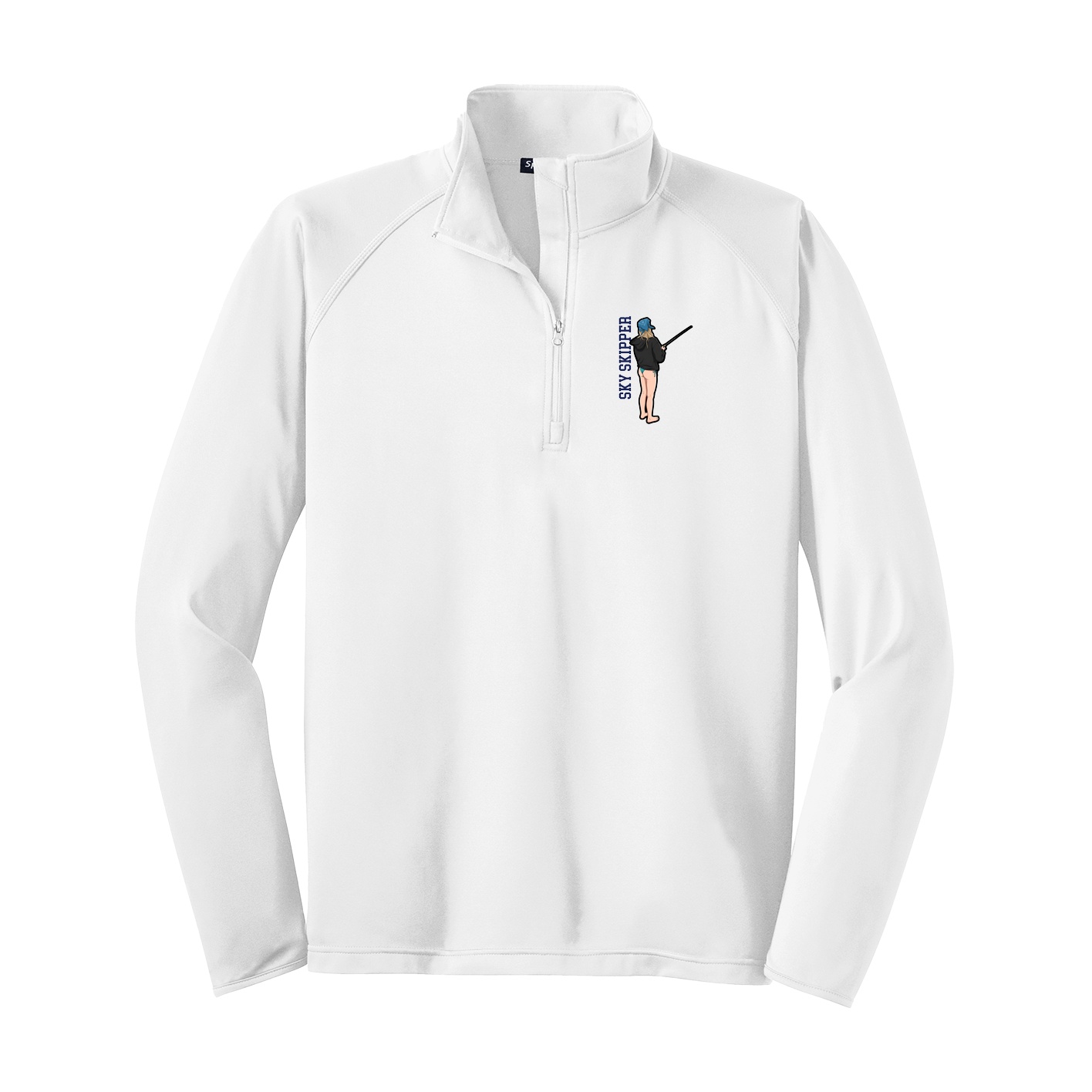 Q-Zip Pullover — Name Vertical in White