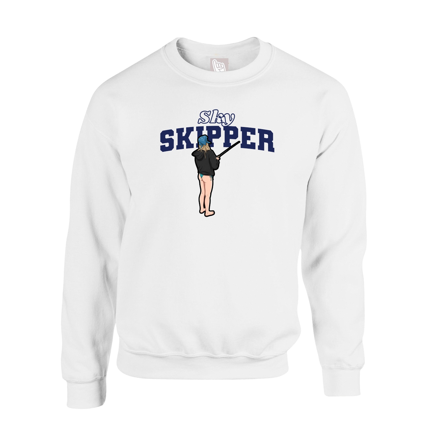 Fleece Crew — Name Arch in White