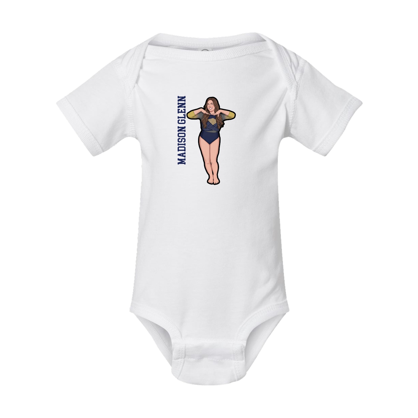 Baby Onesie — Name Vertical in White