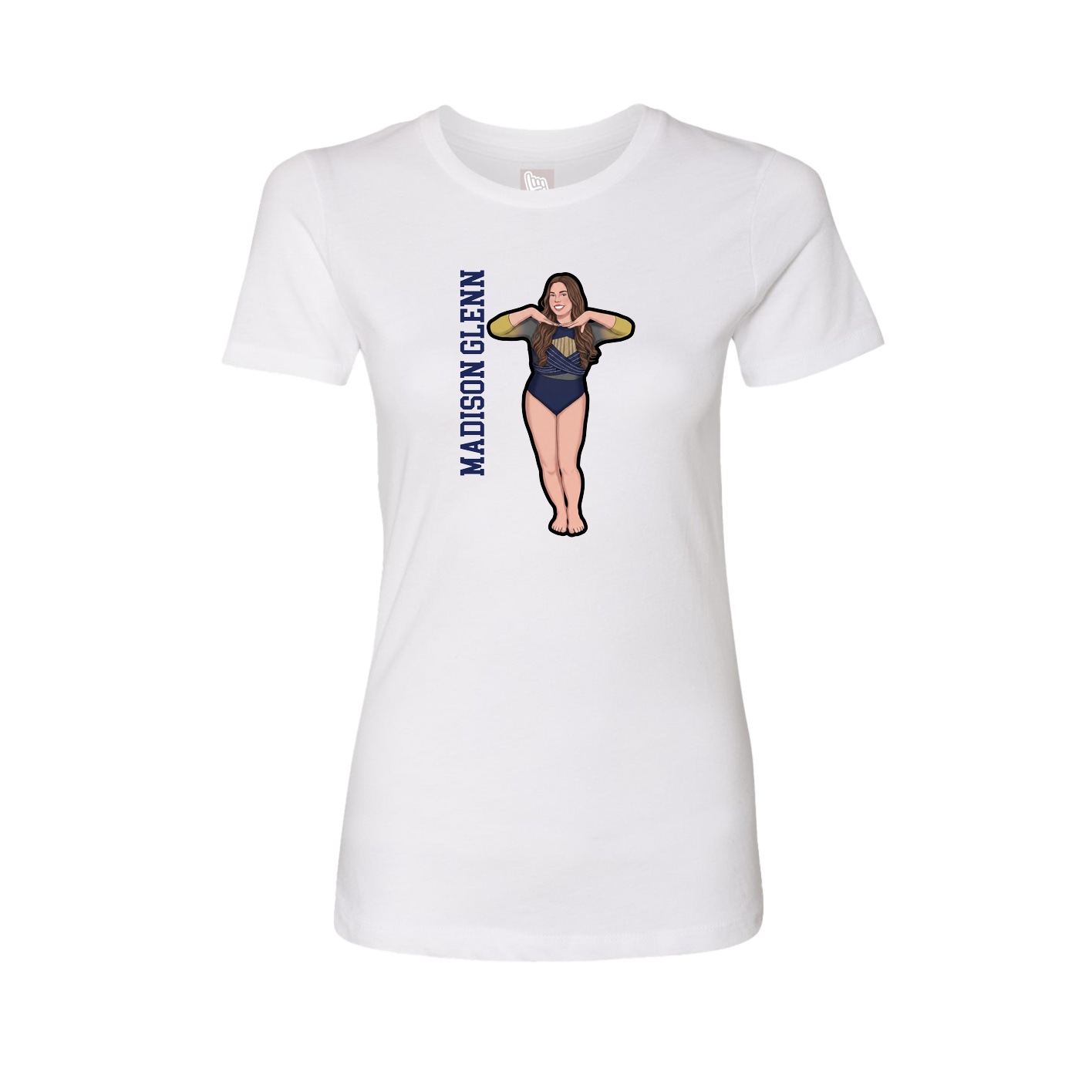 Fitted Women's Tee — Name Vertical in White