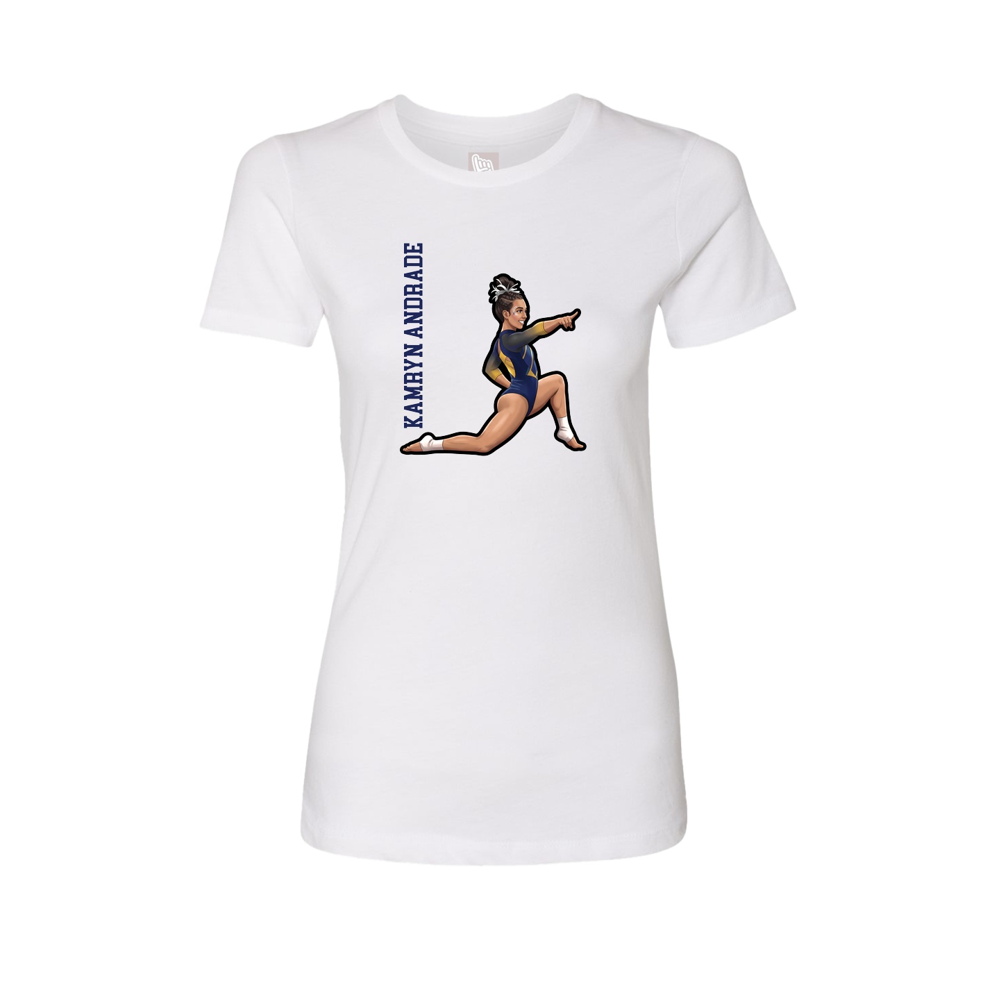 Fitted Women's Tee — Name Vertical in White
