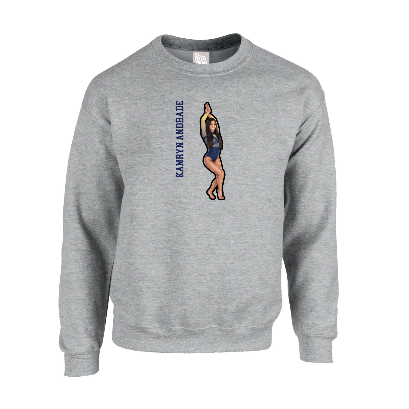 Fleece Crew — Name Vertical in Grey