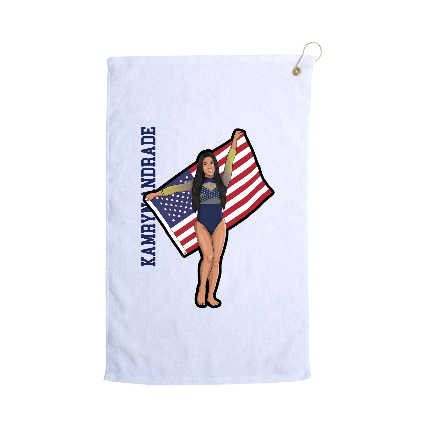 Golf Towel — Name Vertical in White