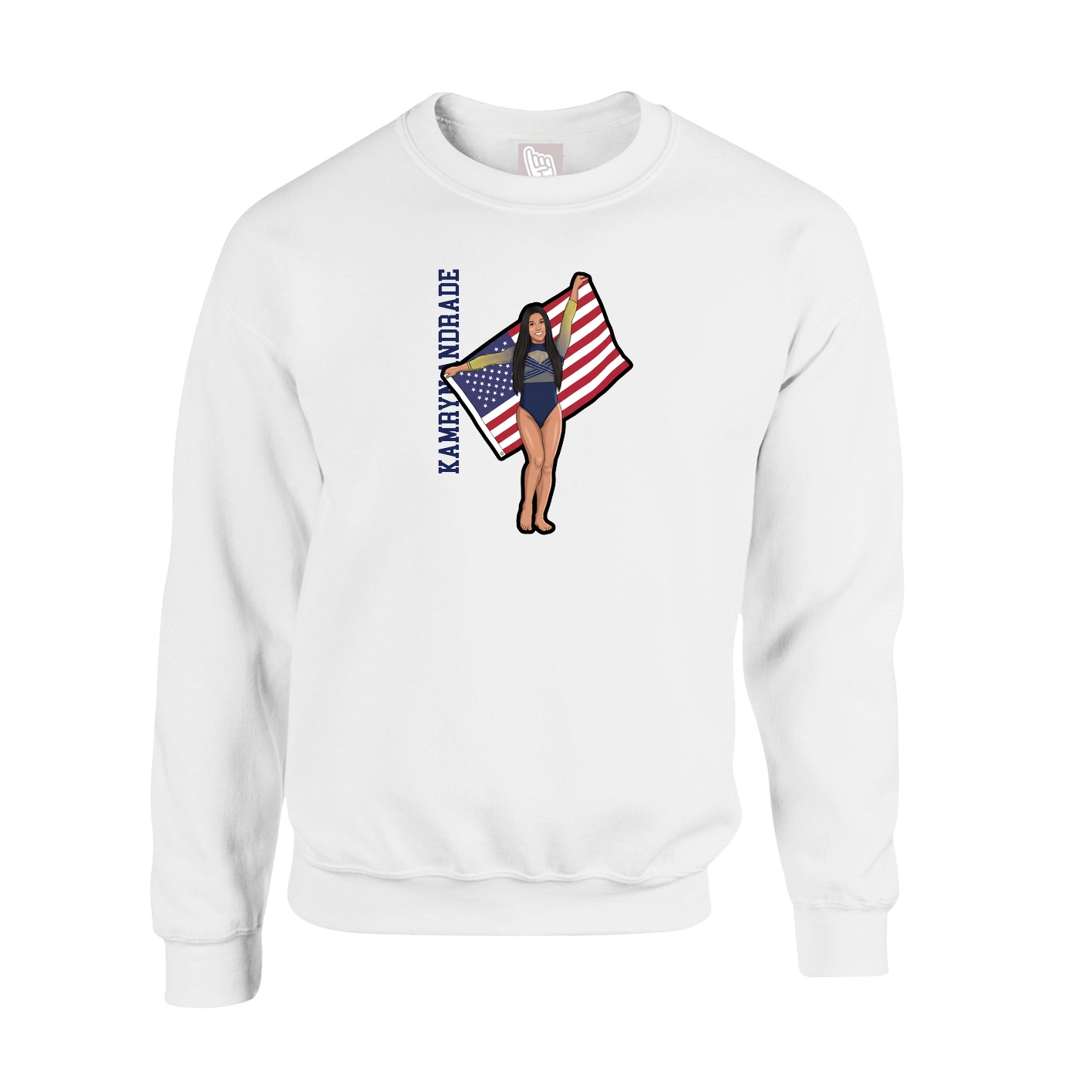 Fleece Crew — Name Vertical in White