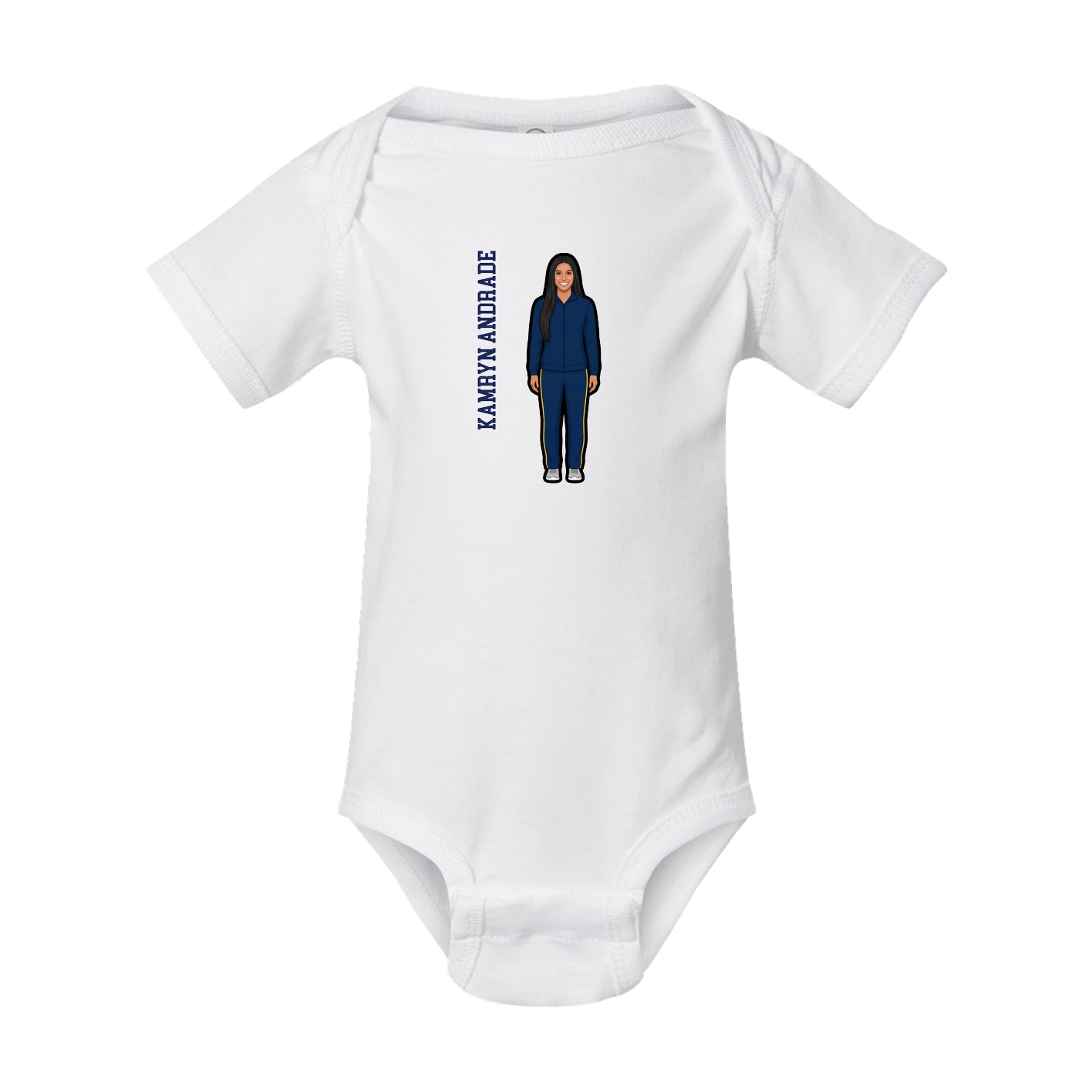 Baby Onesie — Name Vertical in White