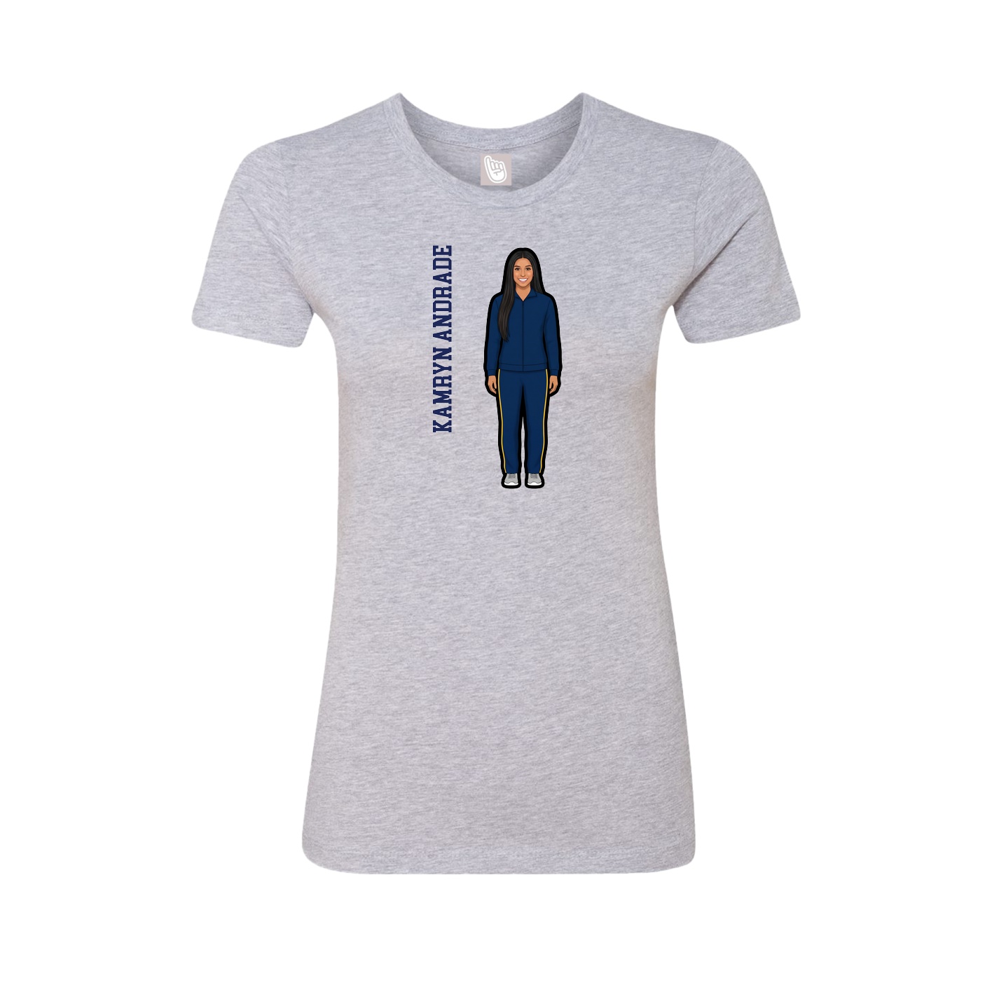 Fitted Women's Tee — Name Vertical in Grey