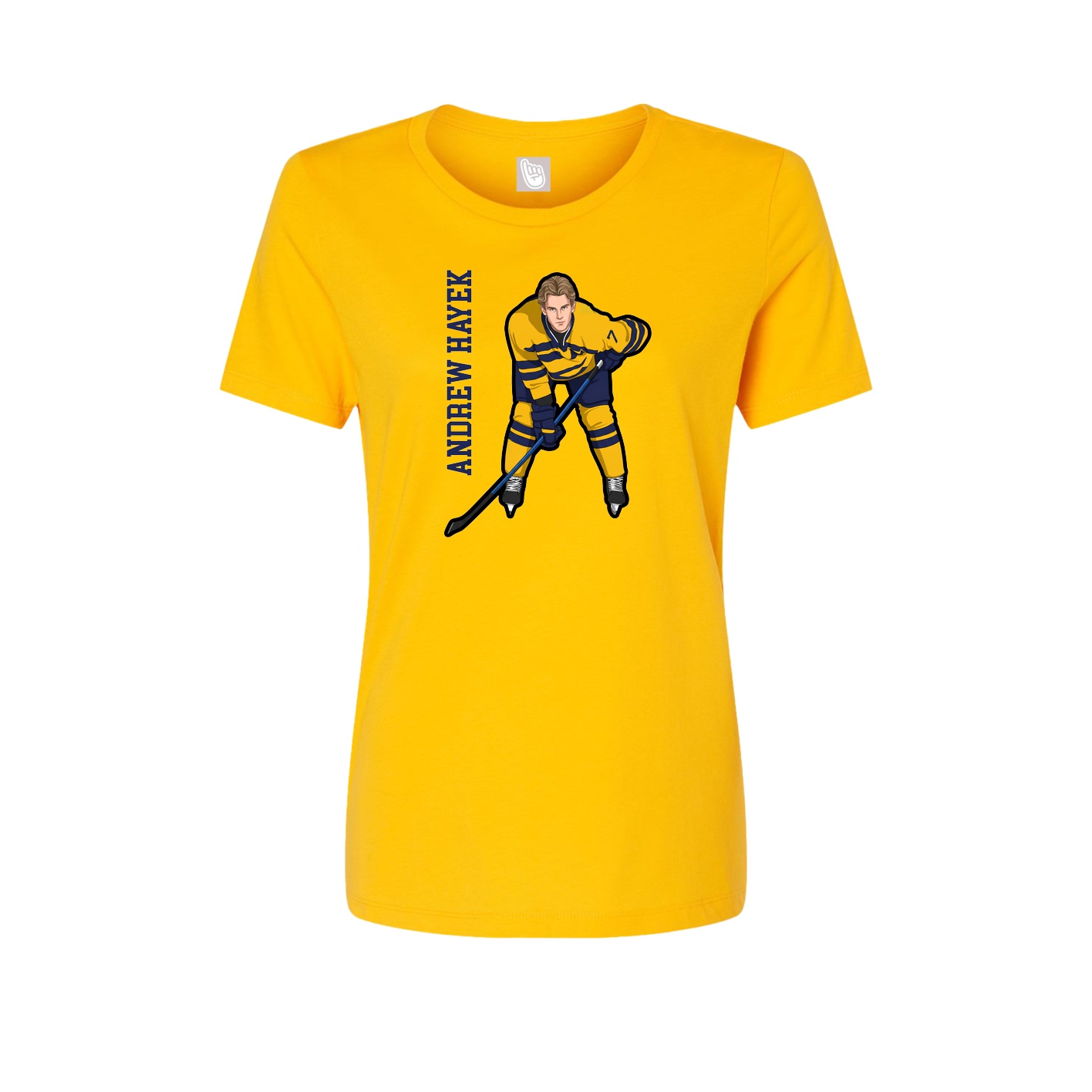 Fitted Women's Tee — Name Vertical in Gold