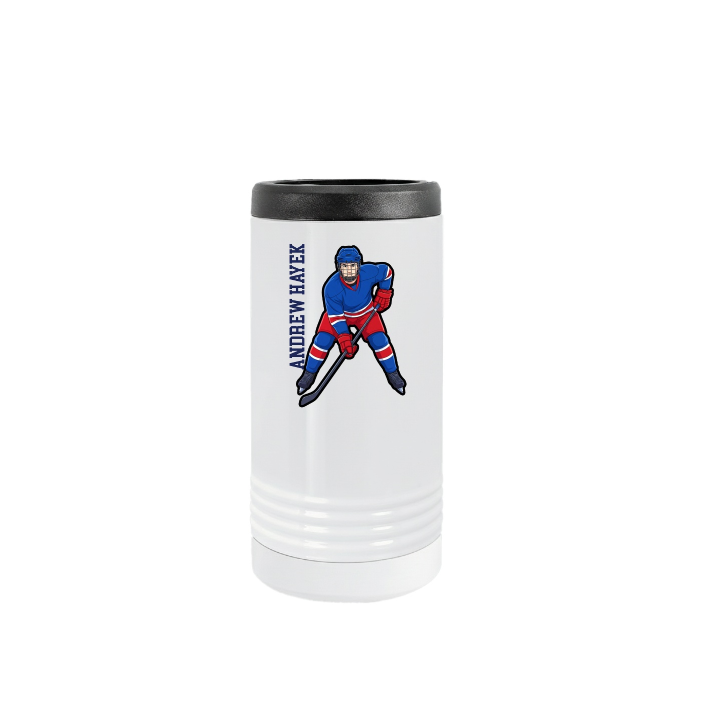 Slim Beverage Holder — Name Vertical in White