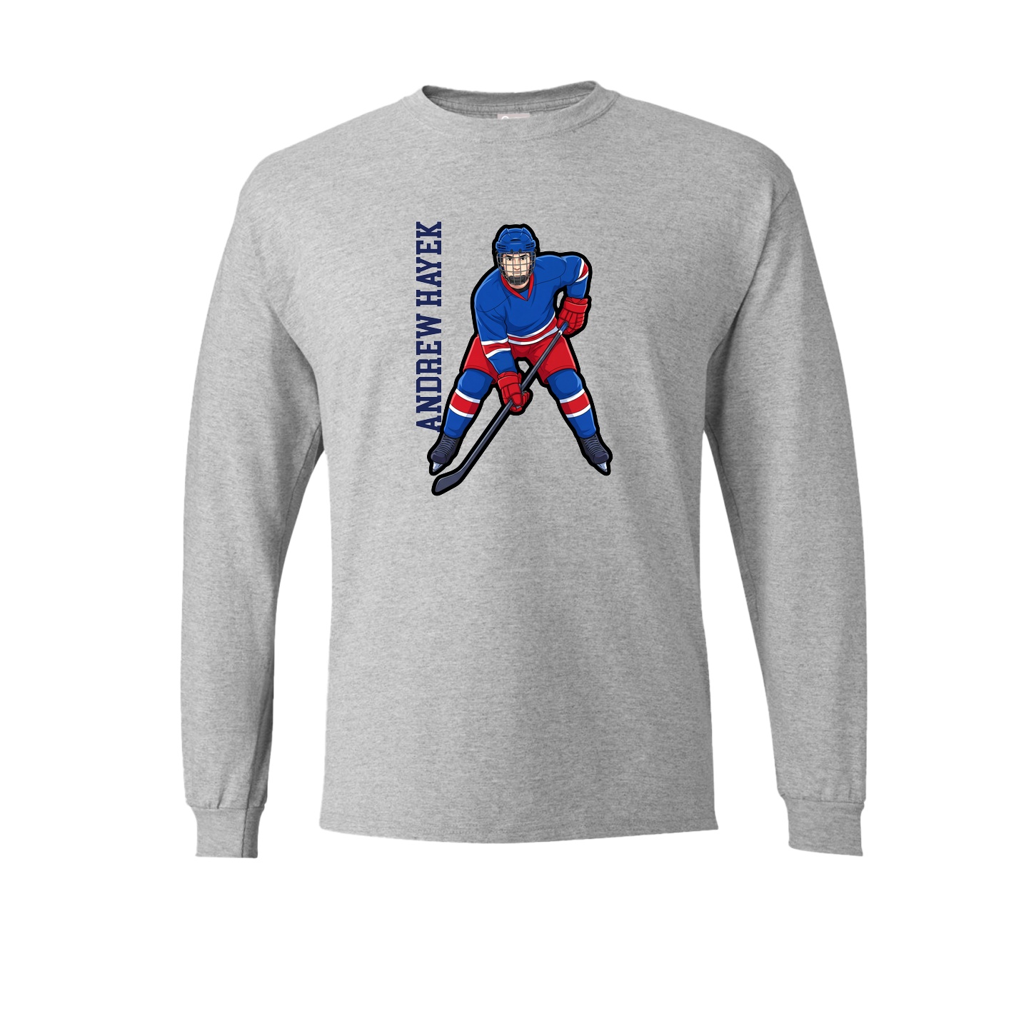 Long Sleeve Tee — Name Vertical in Grey
