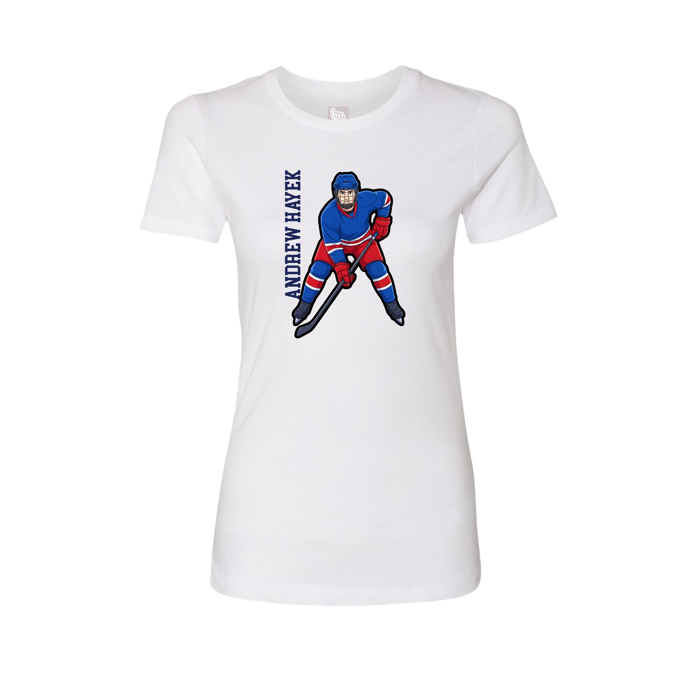 Fitted Women's Tee — Name Vertical in White