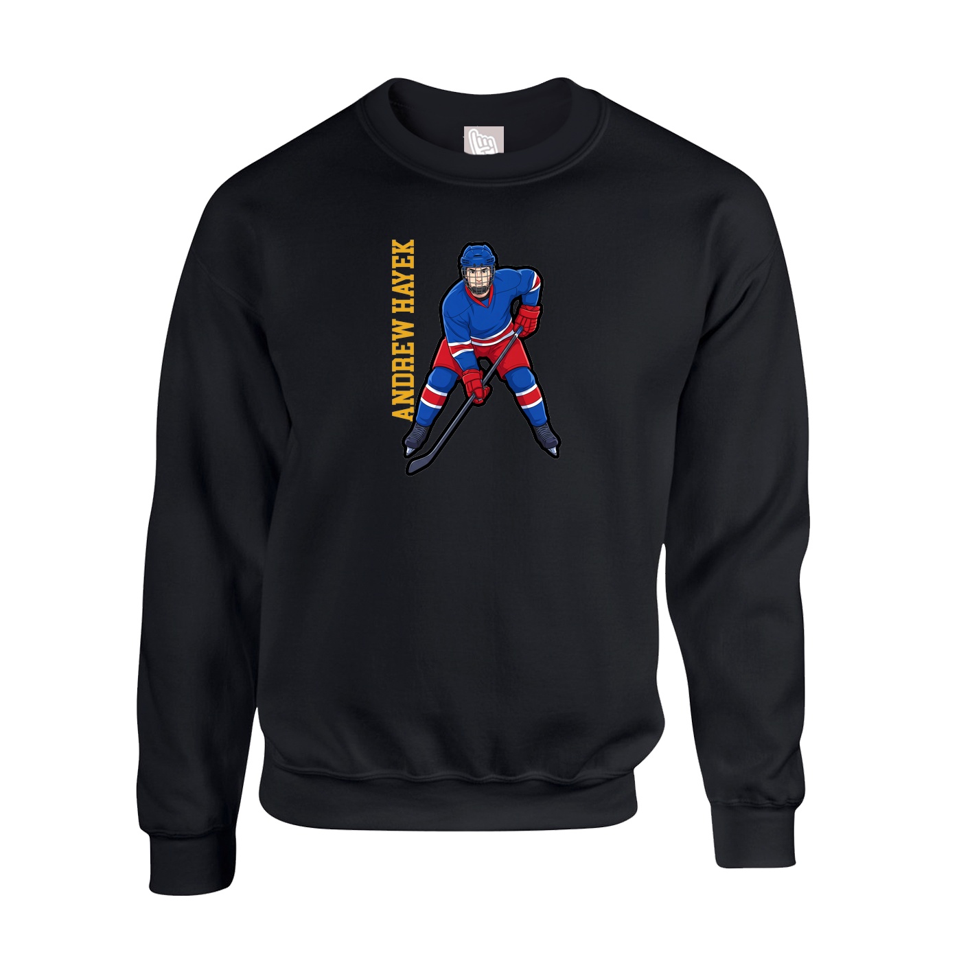 Fleece Crew — Name Vertical in Black
