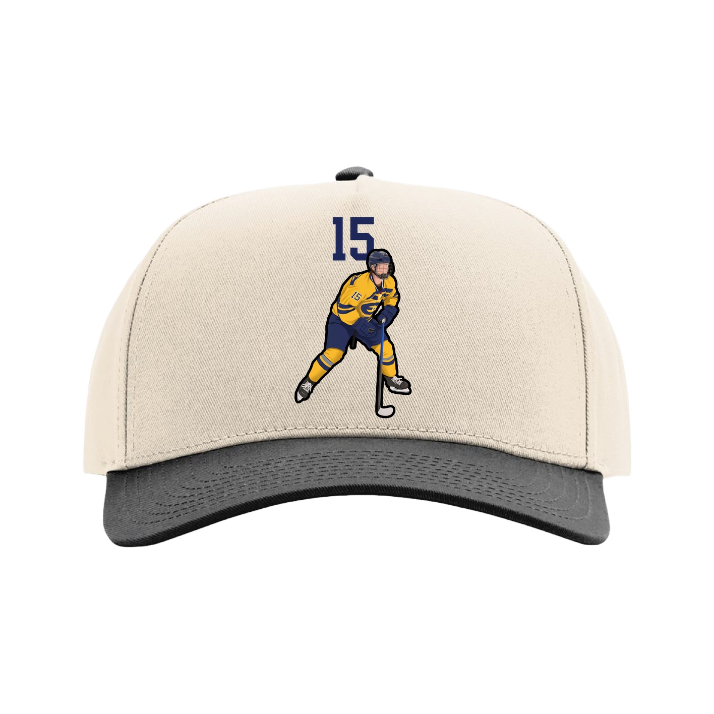 Full Fabric Five-Panel Champ Cap — Number Top in Cream/Black