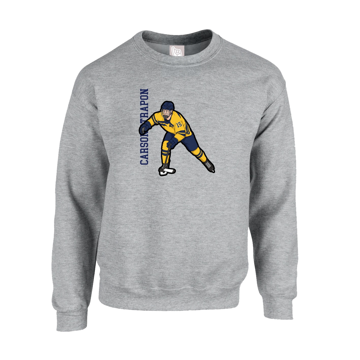 Fleece Crew — Name Vertical in Grey