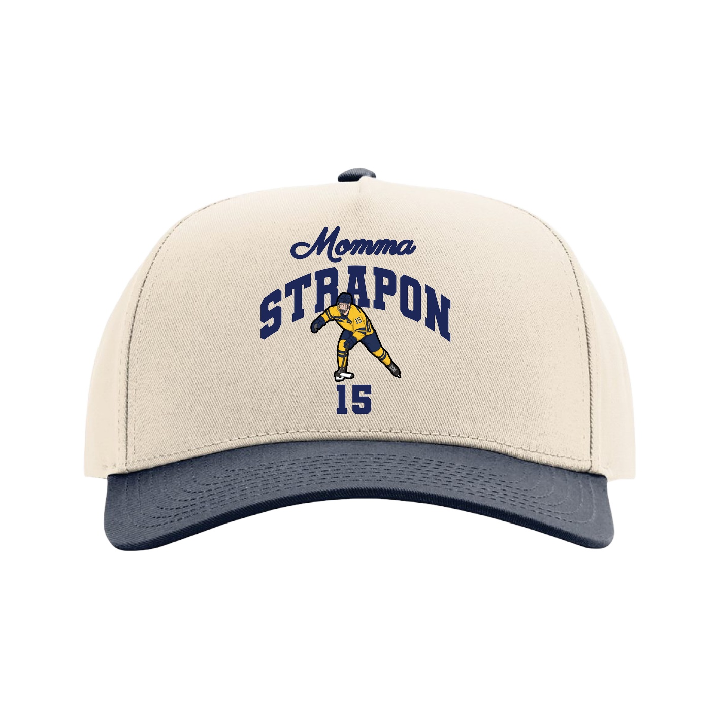 Full Fabric Five-Panel Champ Cap — Mothers Day Arch in Cream/Navy
