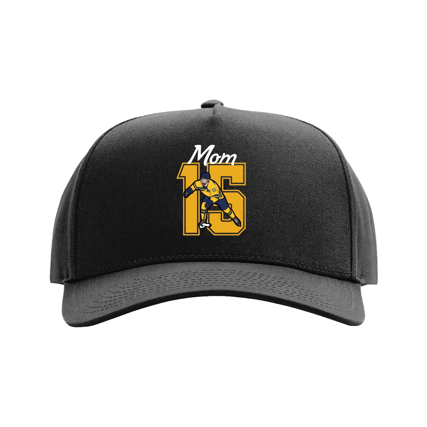 Full Fabric Five-Panel Champ Cap — Mothers Day Shirsey in Black