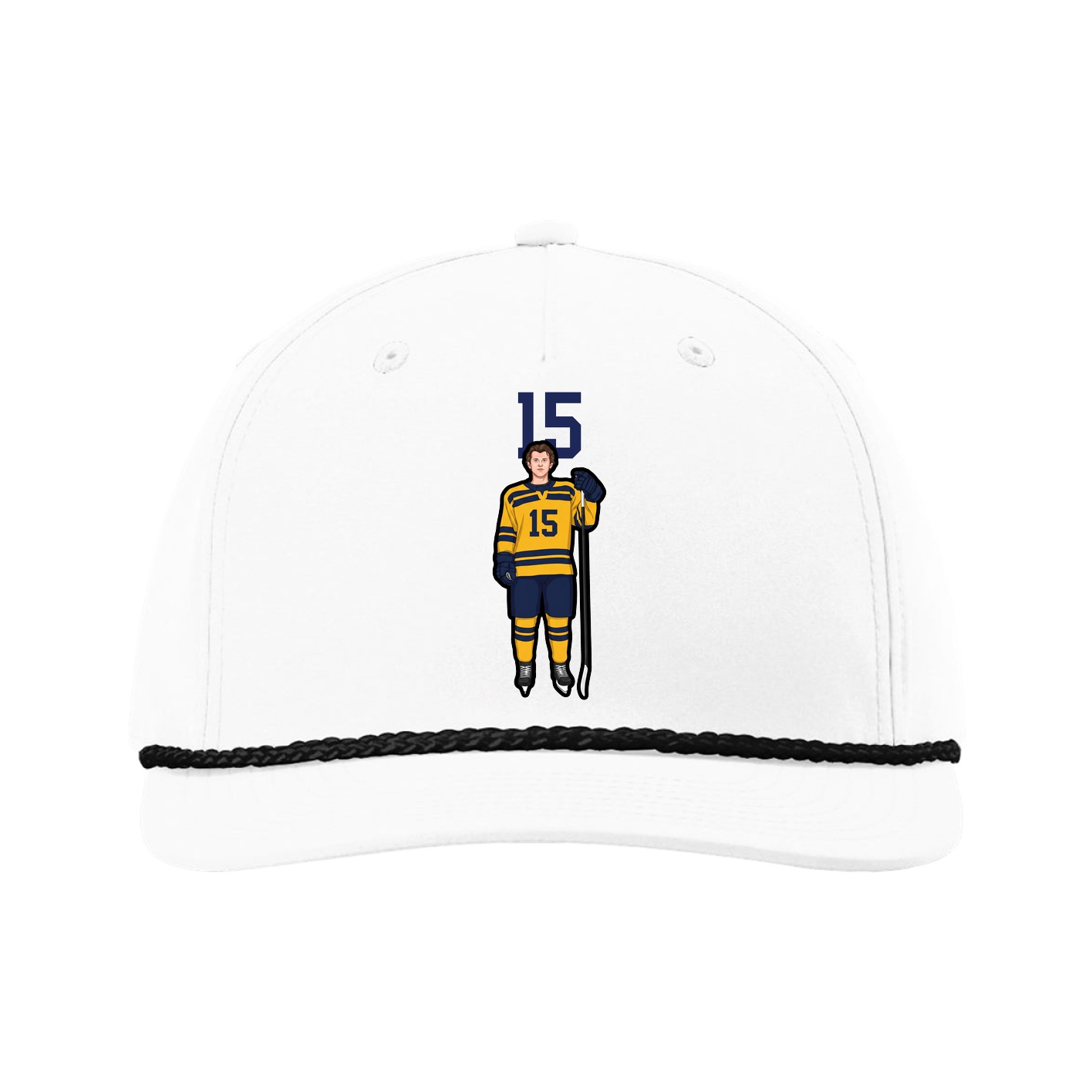 Five-Panel Classic Rope Cap — Number Top in White