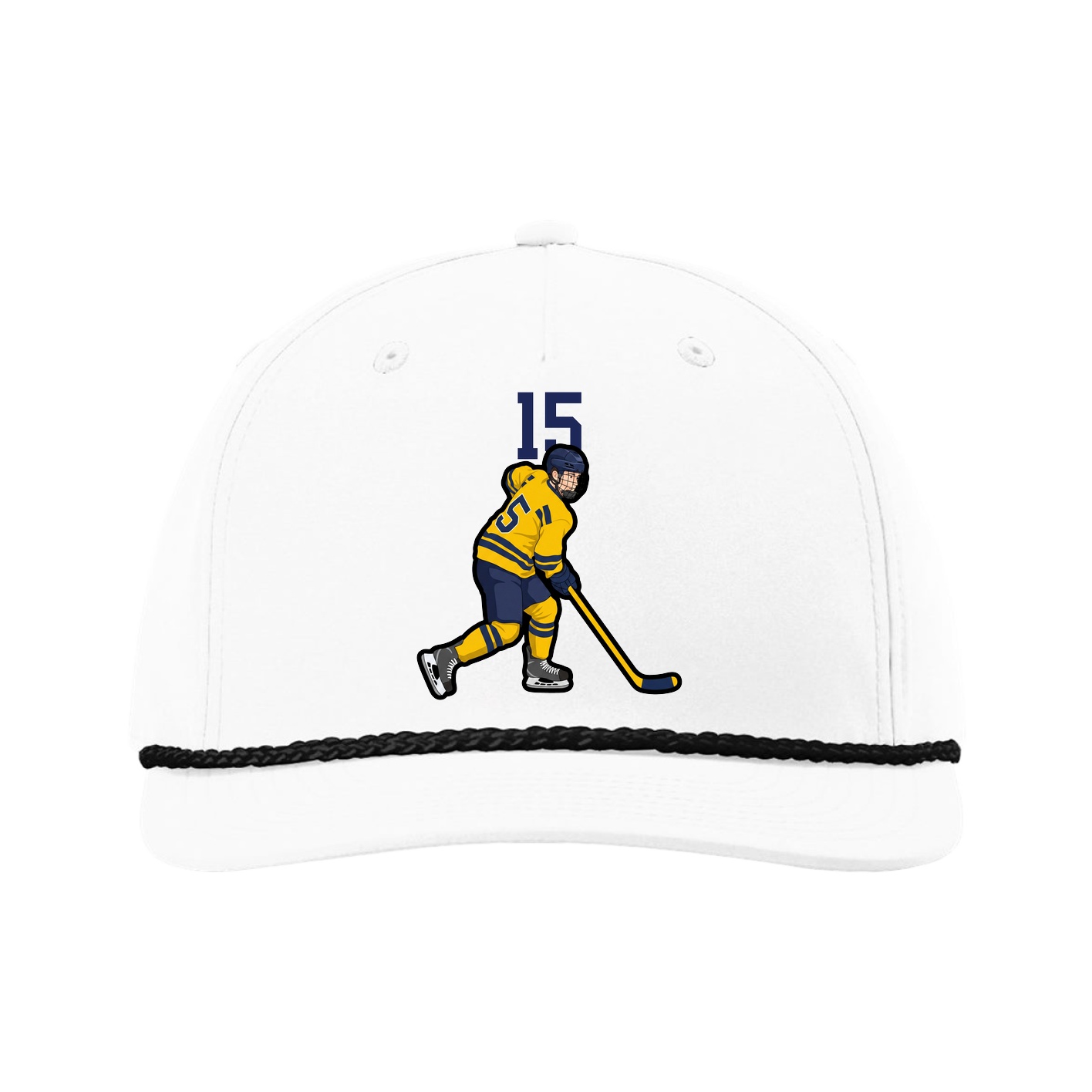 Five-Panel Classic Rope Cap — Number Top in White