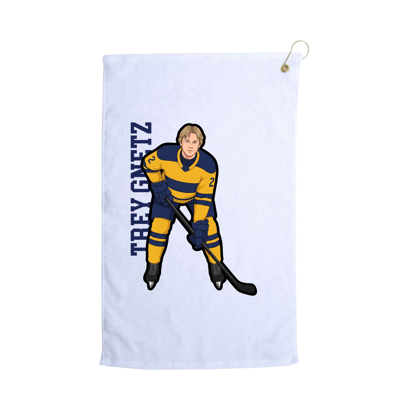 Golf Towel — Name Vertical in White