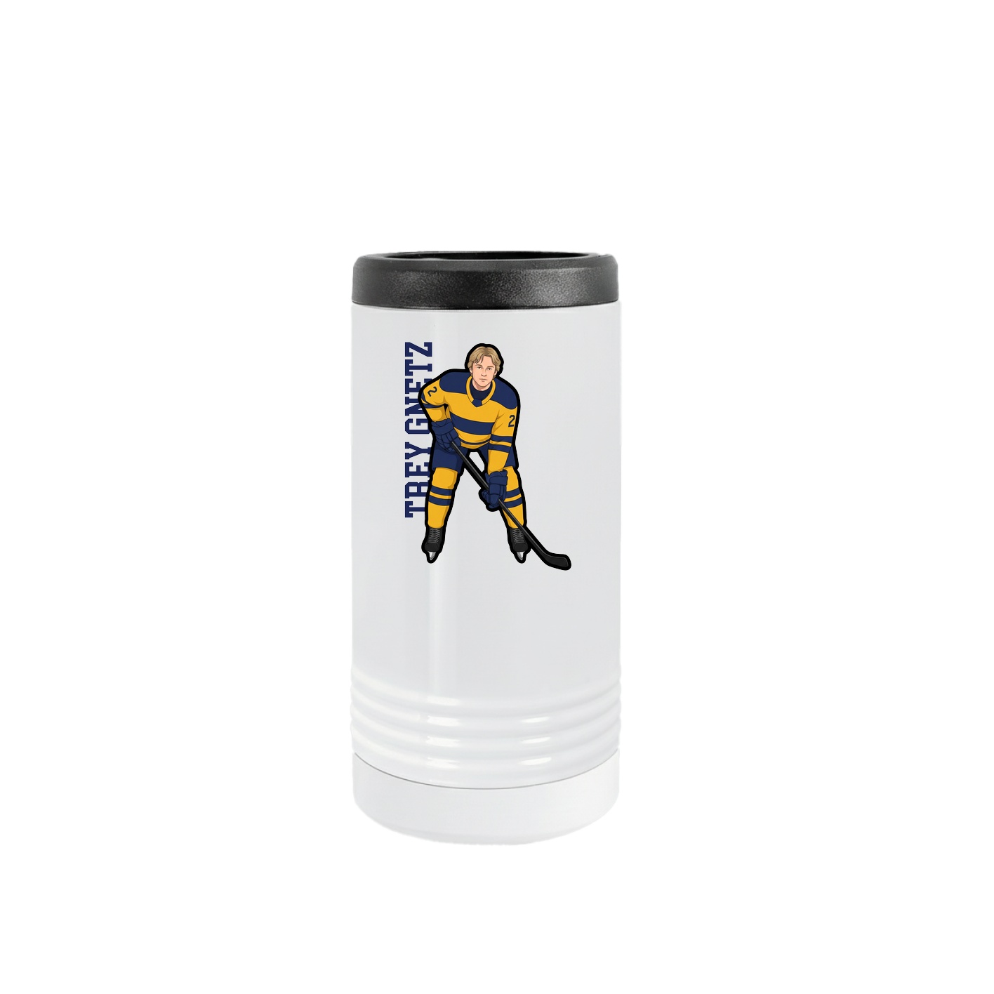 Slim Beverage Holder — Name Vertical in White