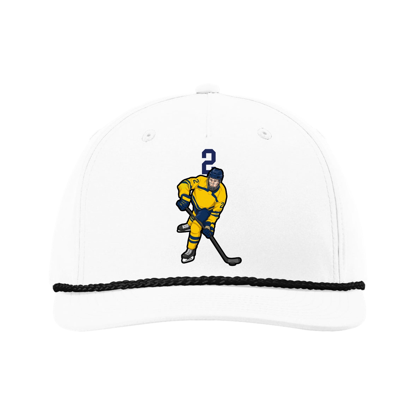 Five-Panel Classic Rope Cap — Number Top in White