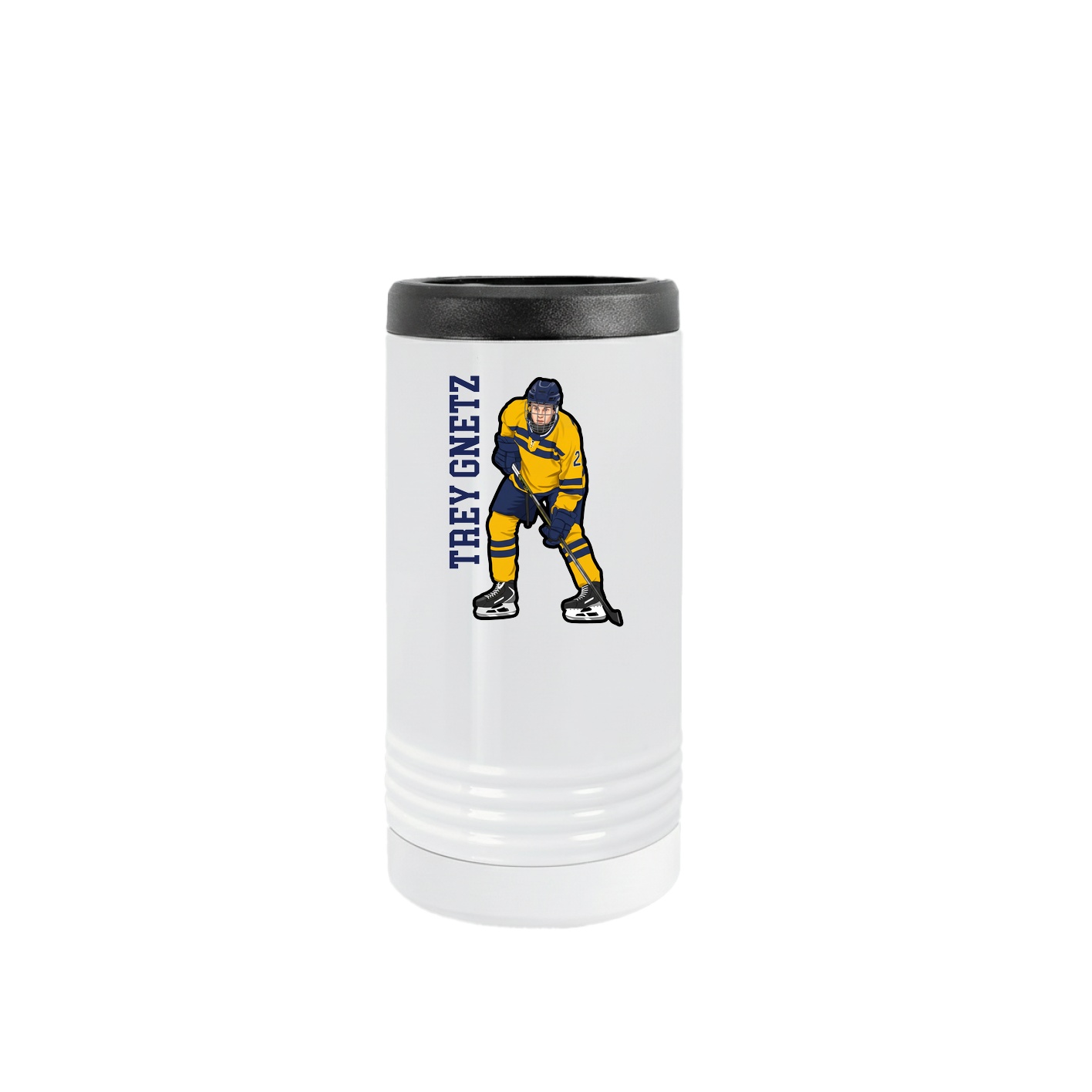 Slim Beverage Holder — Name Vertical in White