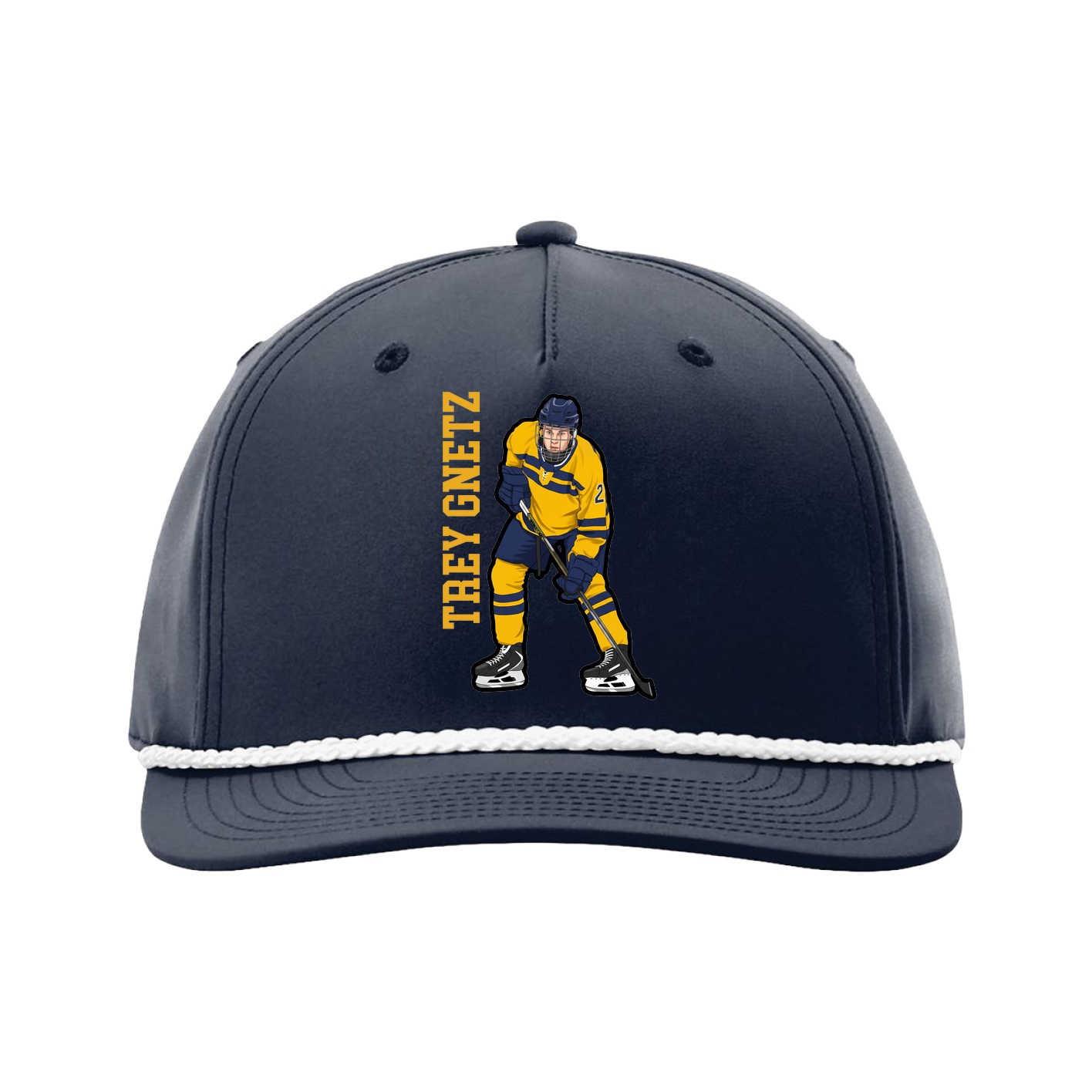 Five-Panel Classic Rope Cap — Name Vertical in Navy