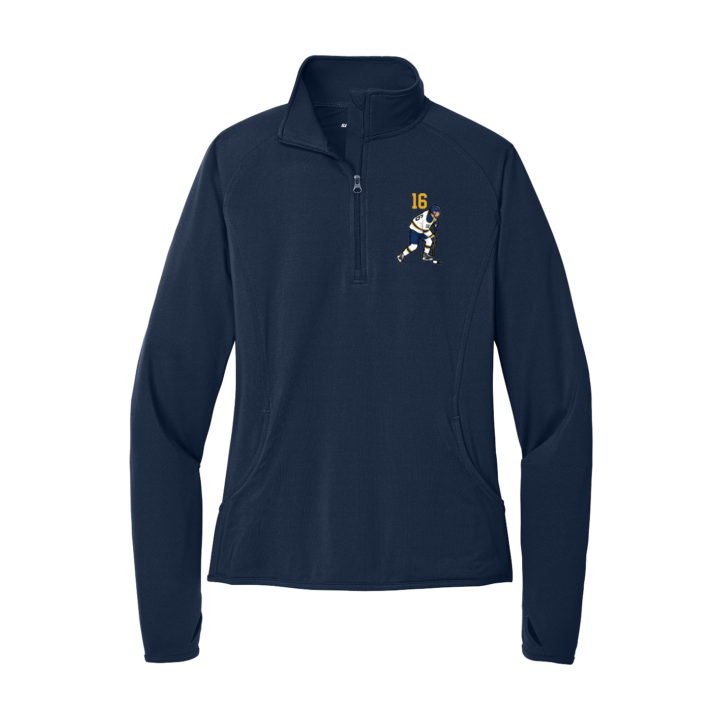 Women's Q-Zip Pullover — Number Top in Navy