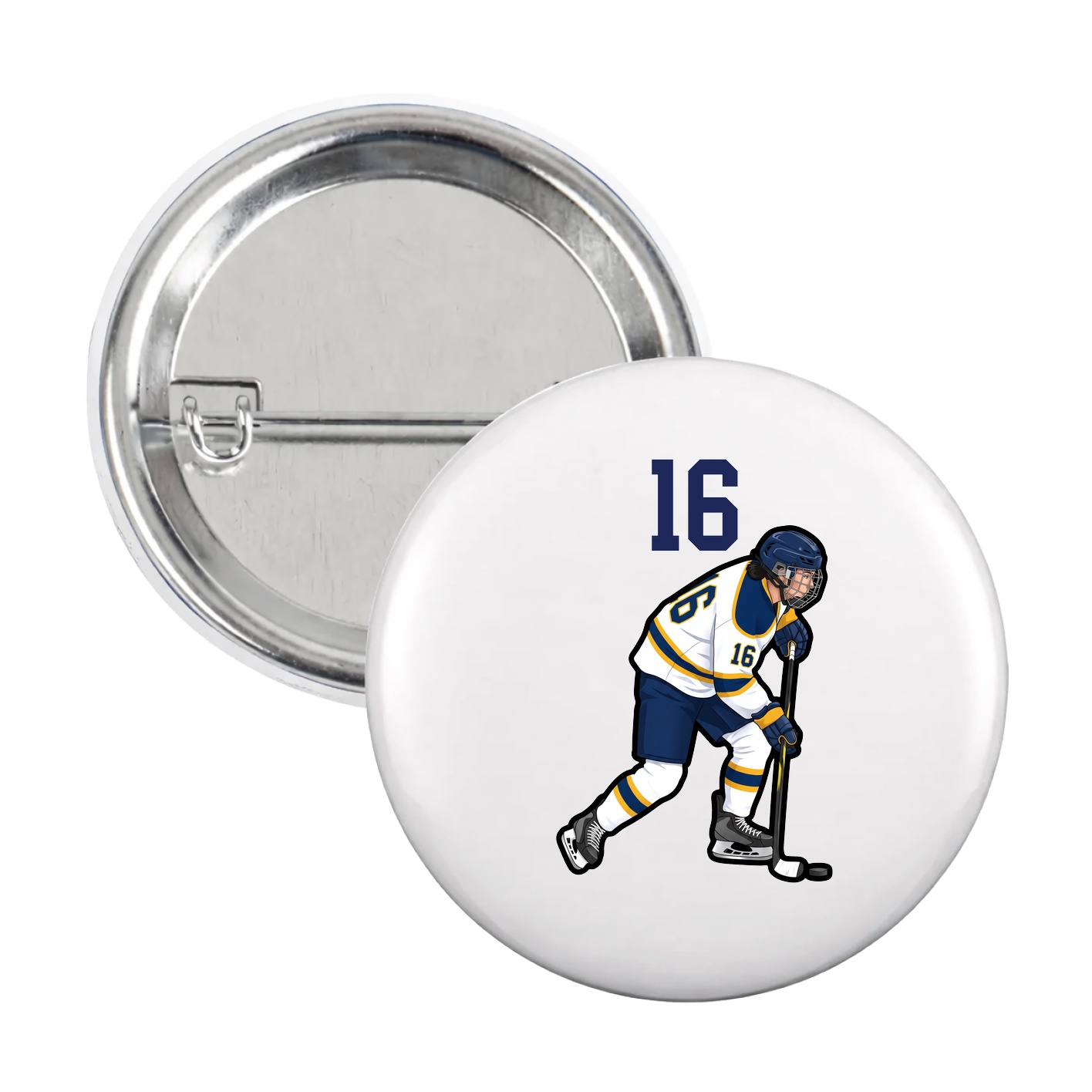 Game Day Button — Number Top in White