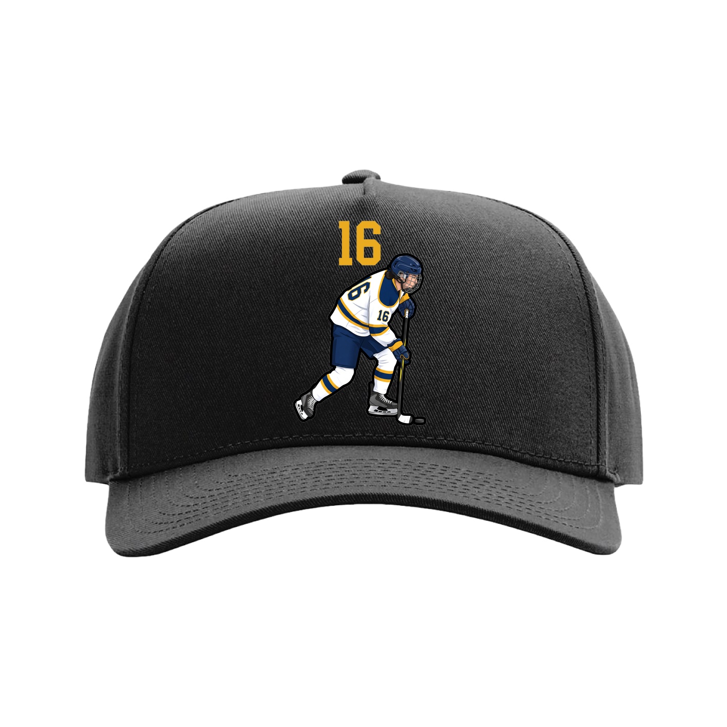 Full Fabric Five-Panel Champ Cap — Number Top in Black