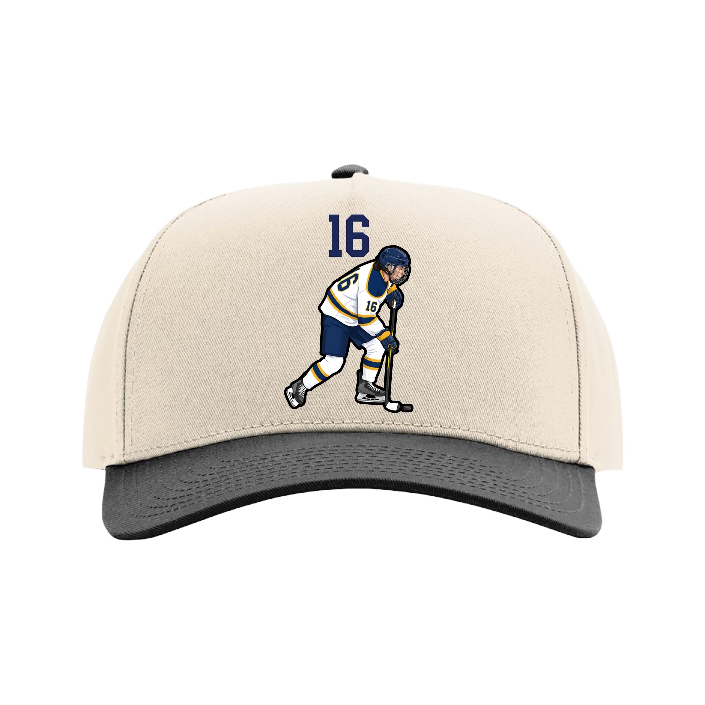 Full Fabric Five-Panel Champ Cap — Number Top in Cream/Black