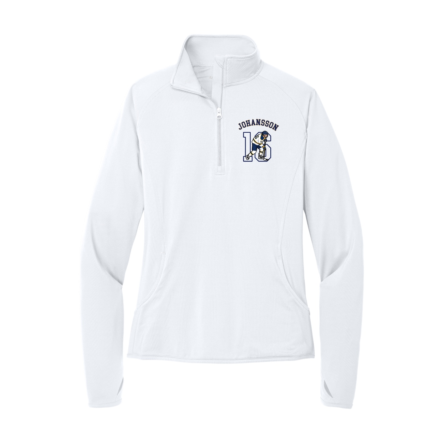 Women's Q-Zip Pullover — Shirsey Arch in White