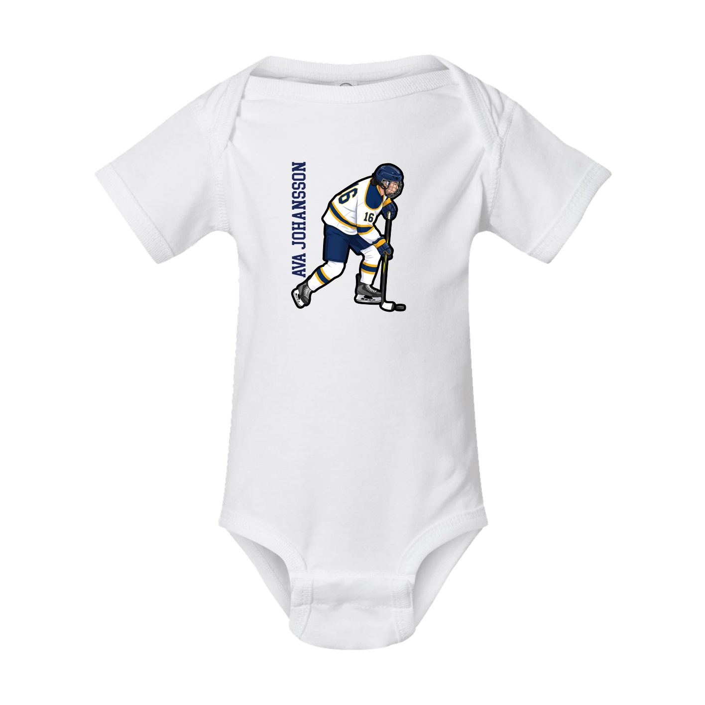 Baby Onesie — Name Vertical in White