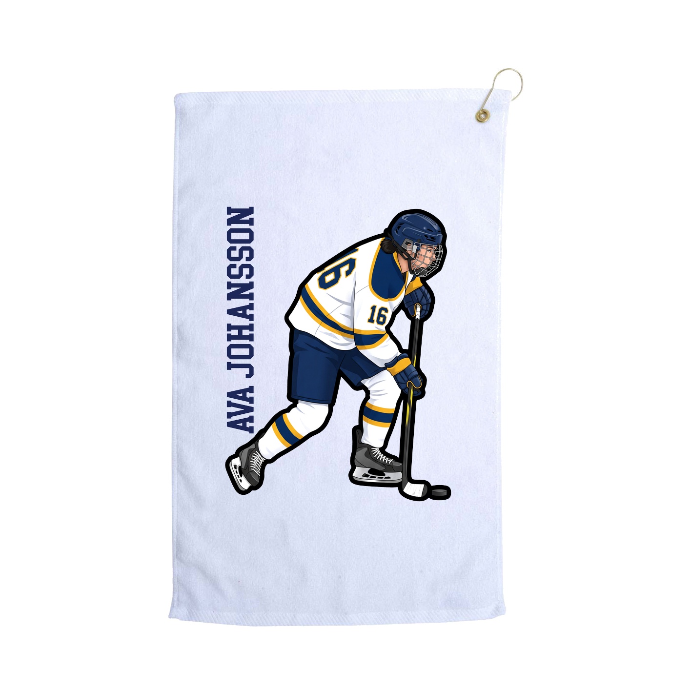 Golf Towel — Name Vertical in White