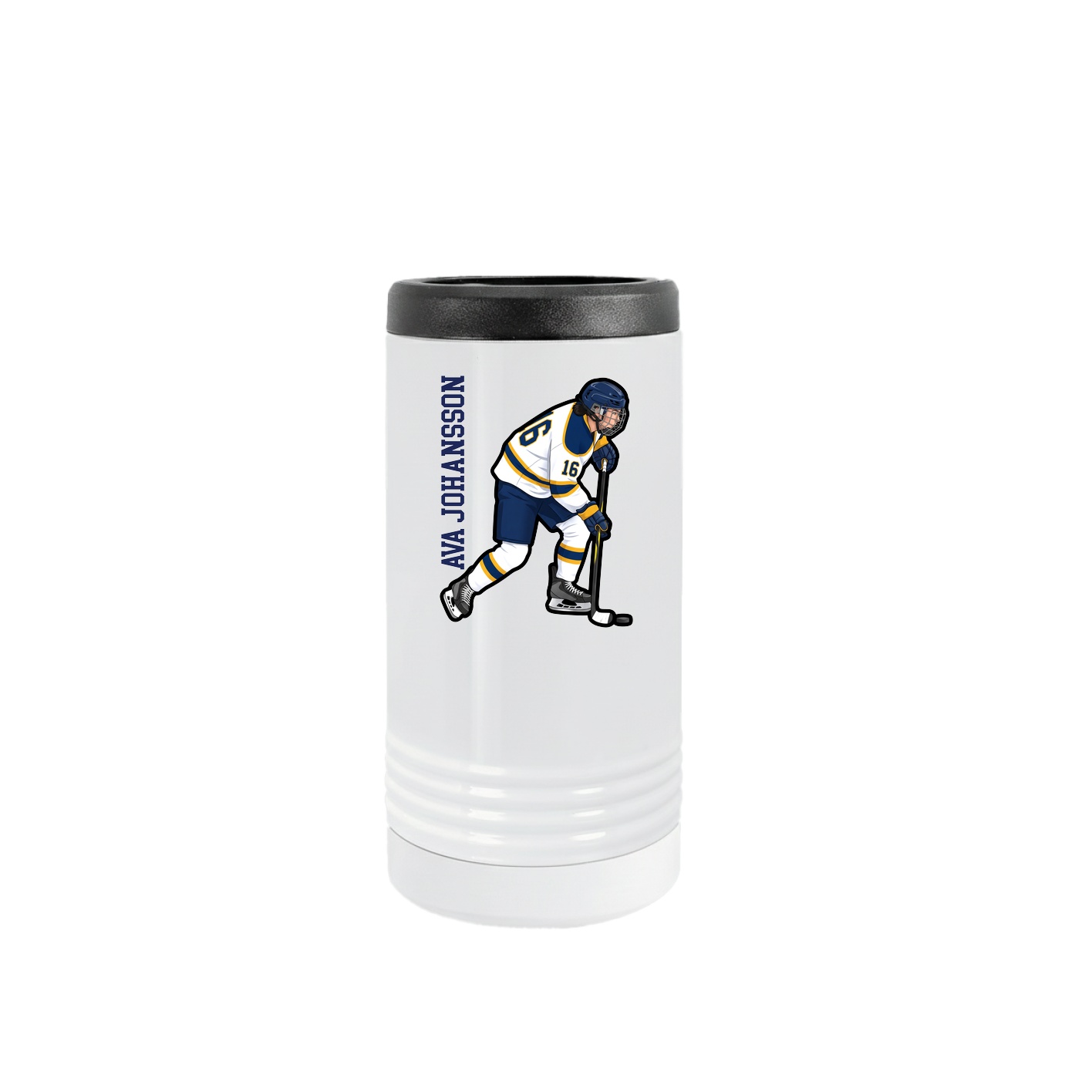 Slim Beverage Holder — Name Vertical in White