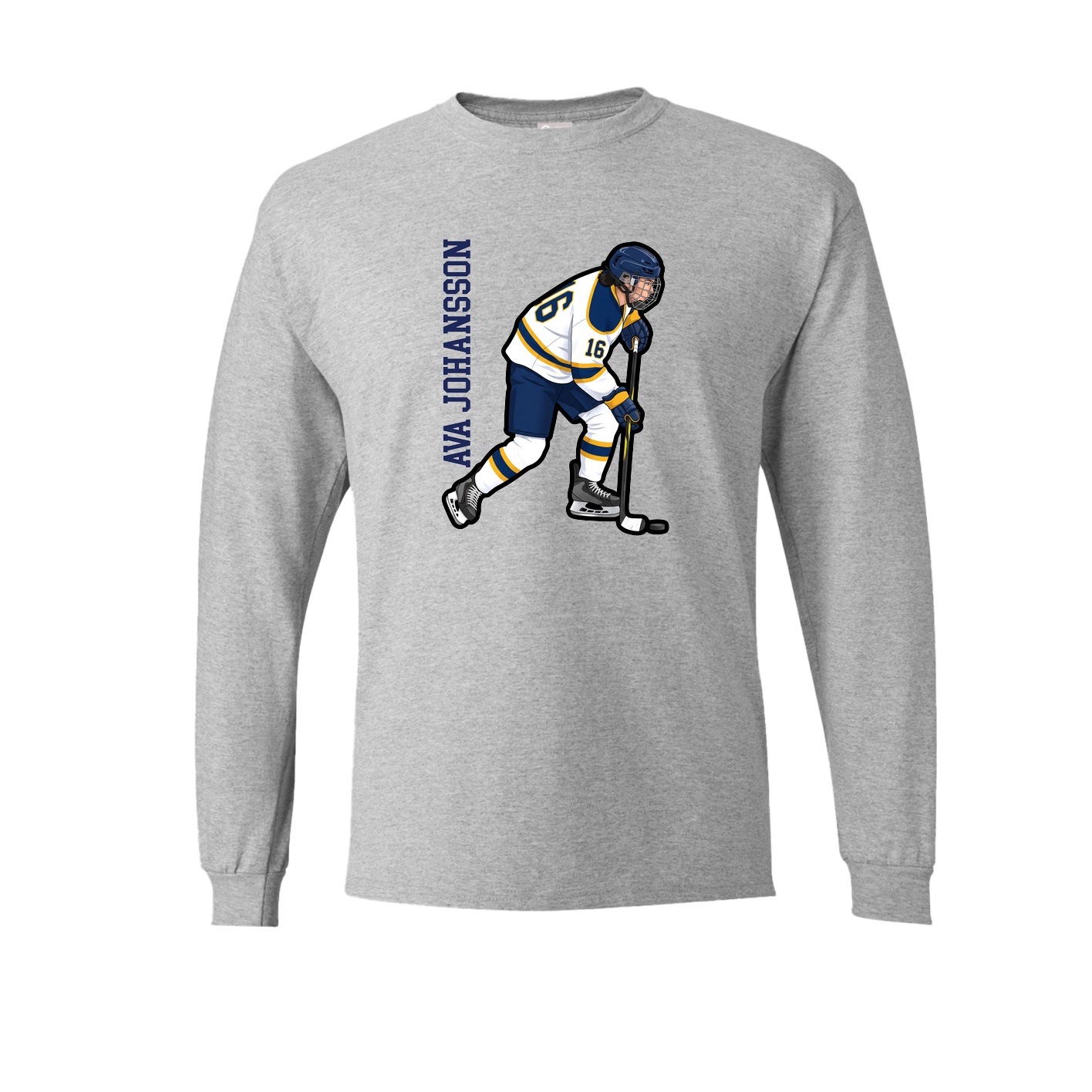 Long Sleeve Tee — Name Vertical in Grey