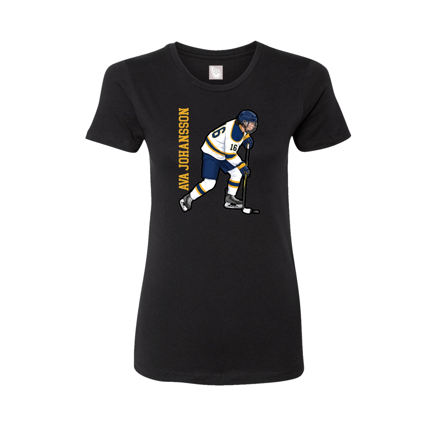 Womens Tee — Name Vertical in Black
