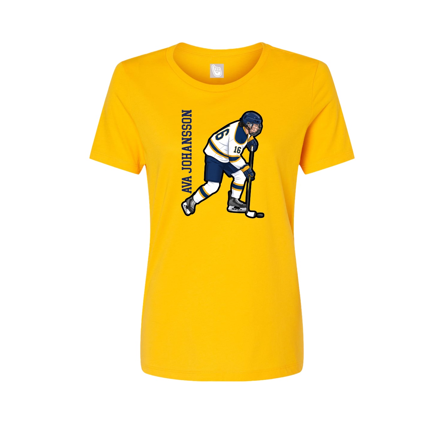 Womens Tee — Name Vertical in Gold