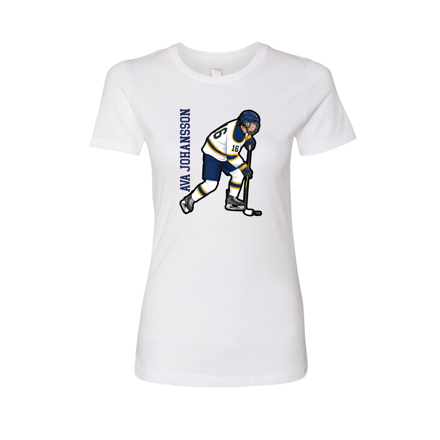 Fitted Women's Tee — Name Vertical in White