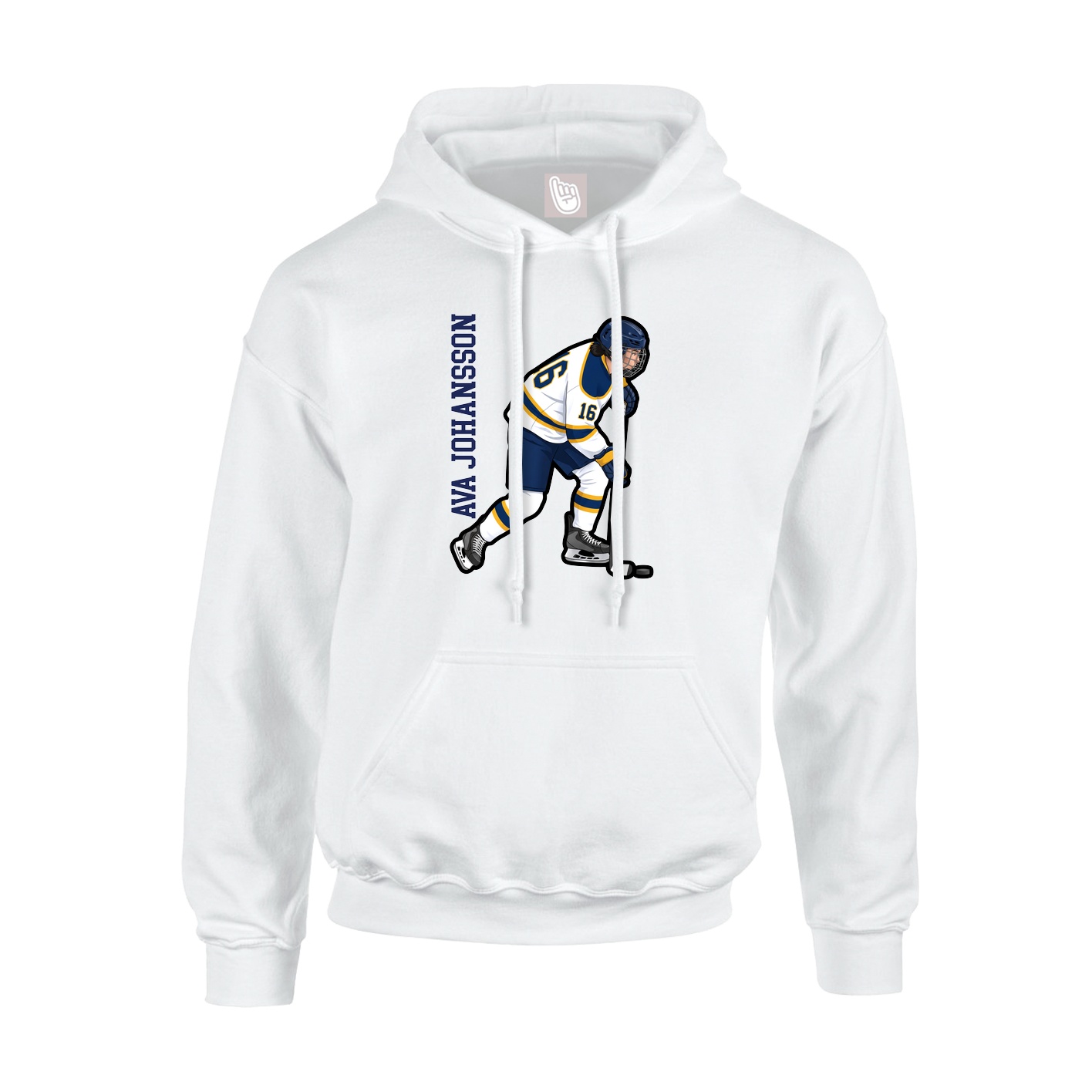Youth Hoodie — Name Vertical in White