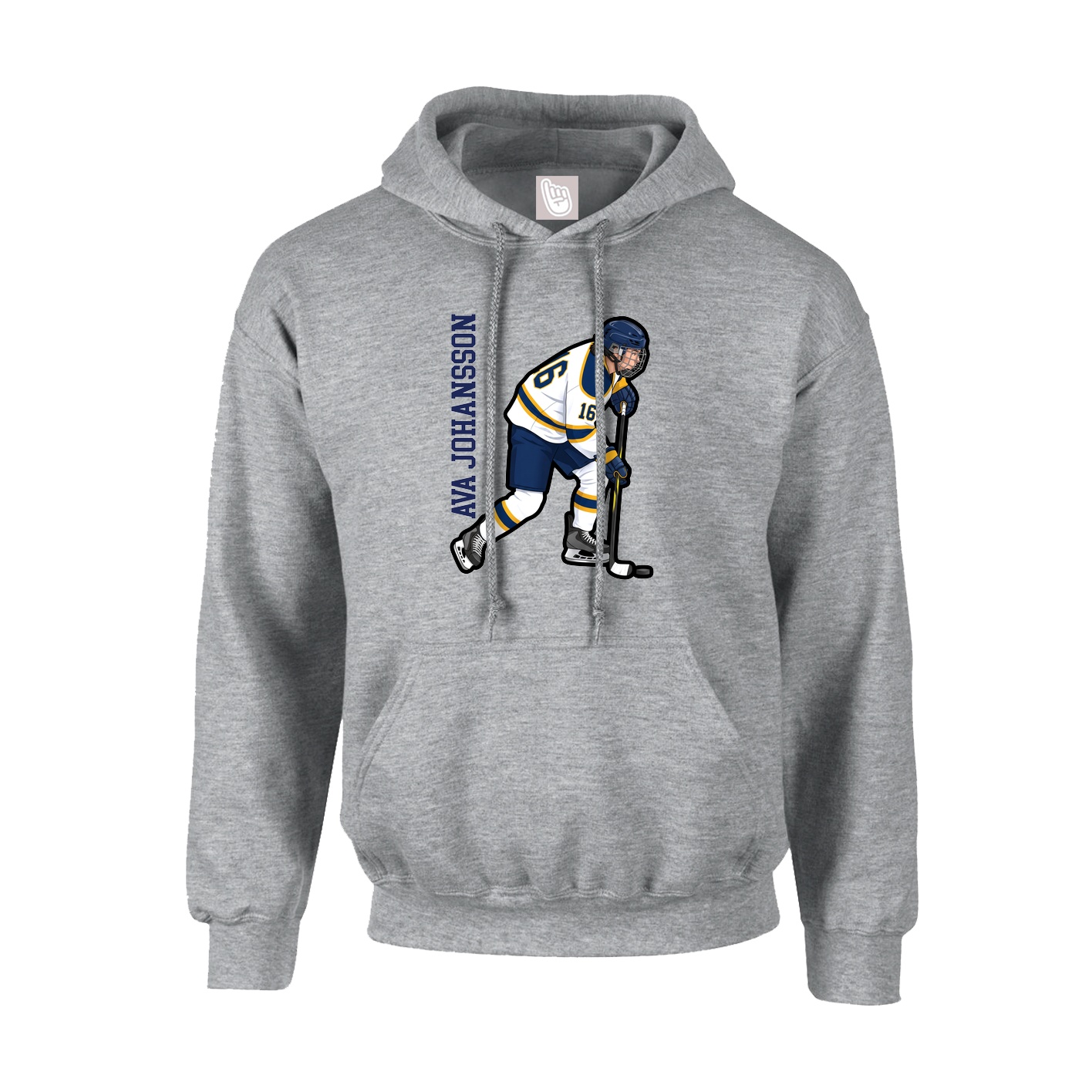 Youth Hoodie — Name Vertical in Grey