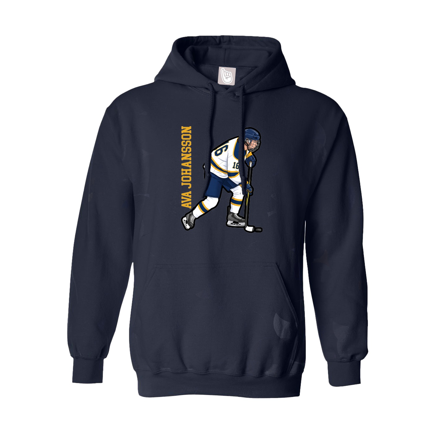 Youth Hoodie — Name Vertical in Navy