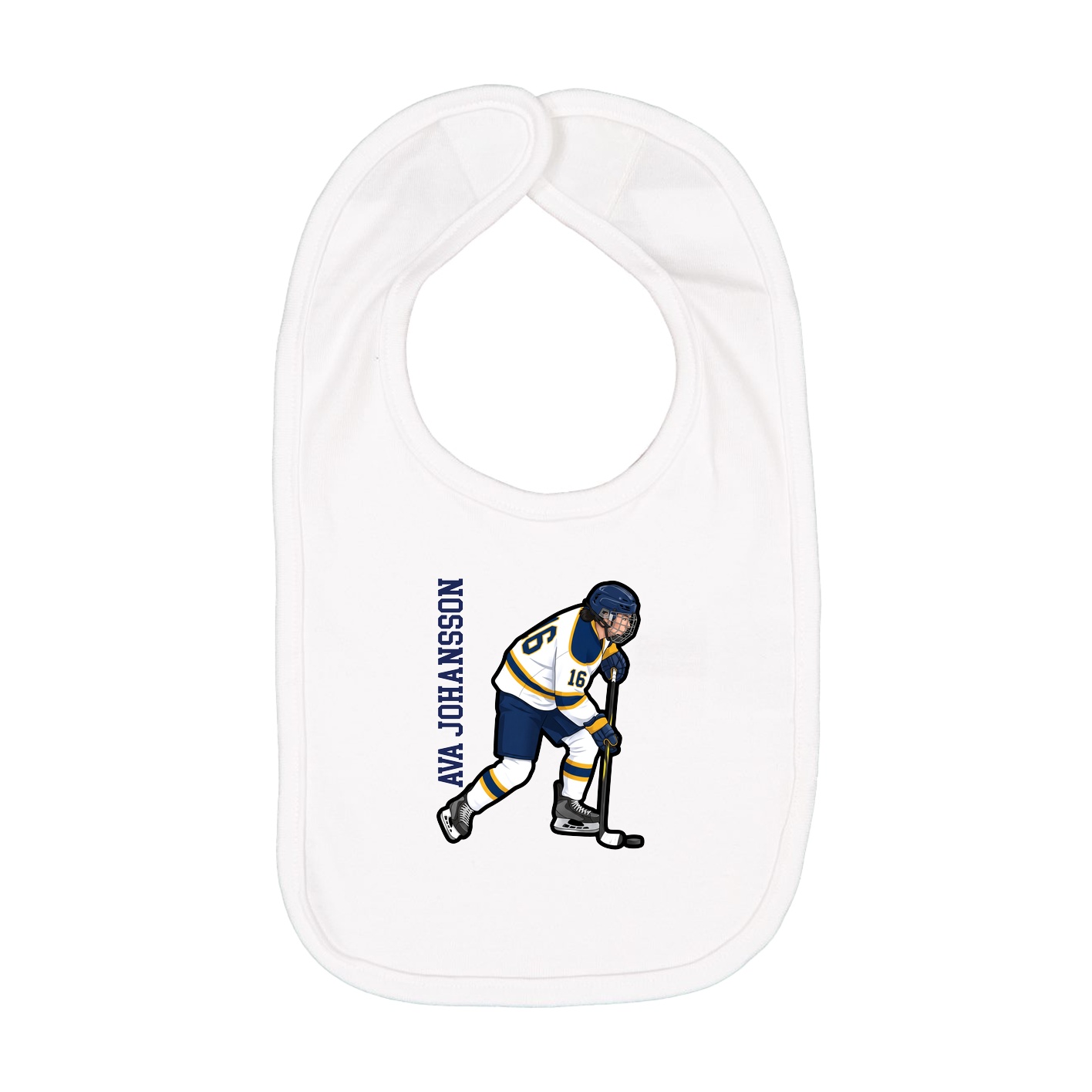 Infant Bib — Name Vertical in White