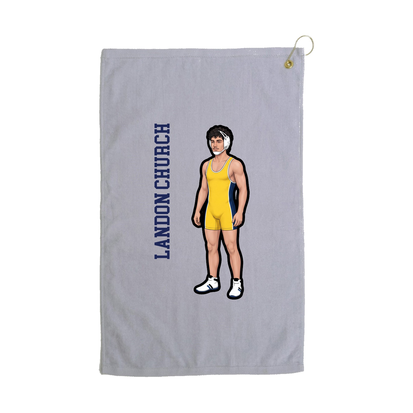 Golf Towel — Name Vertical in Grey