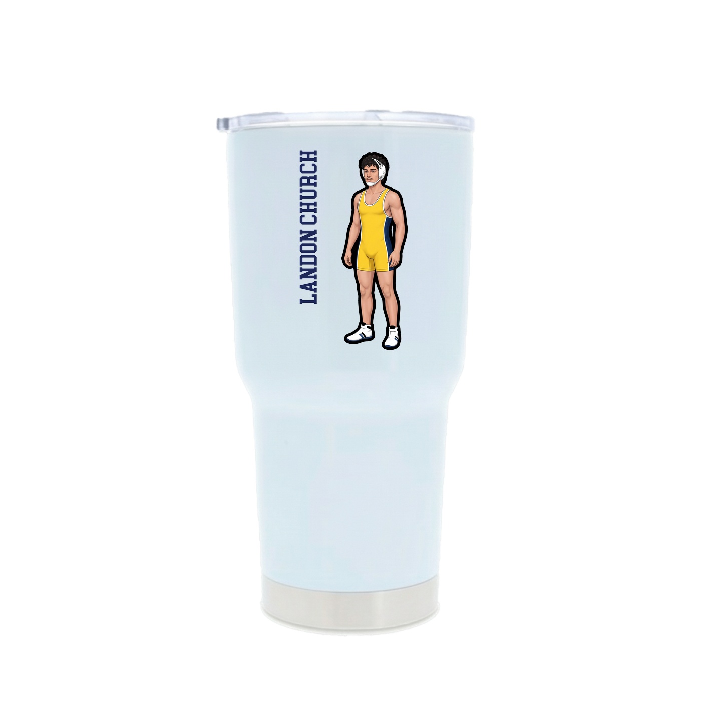 30oz Stainless Steel Tumbler — Name Vertical in White