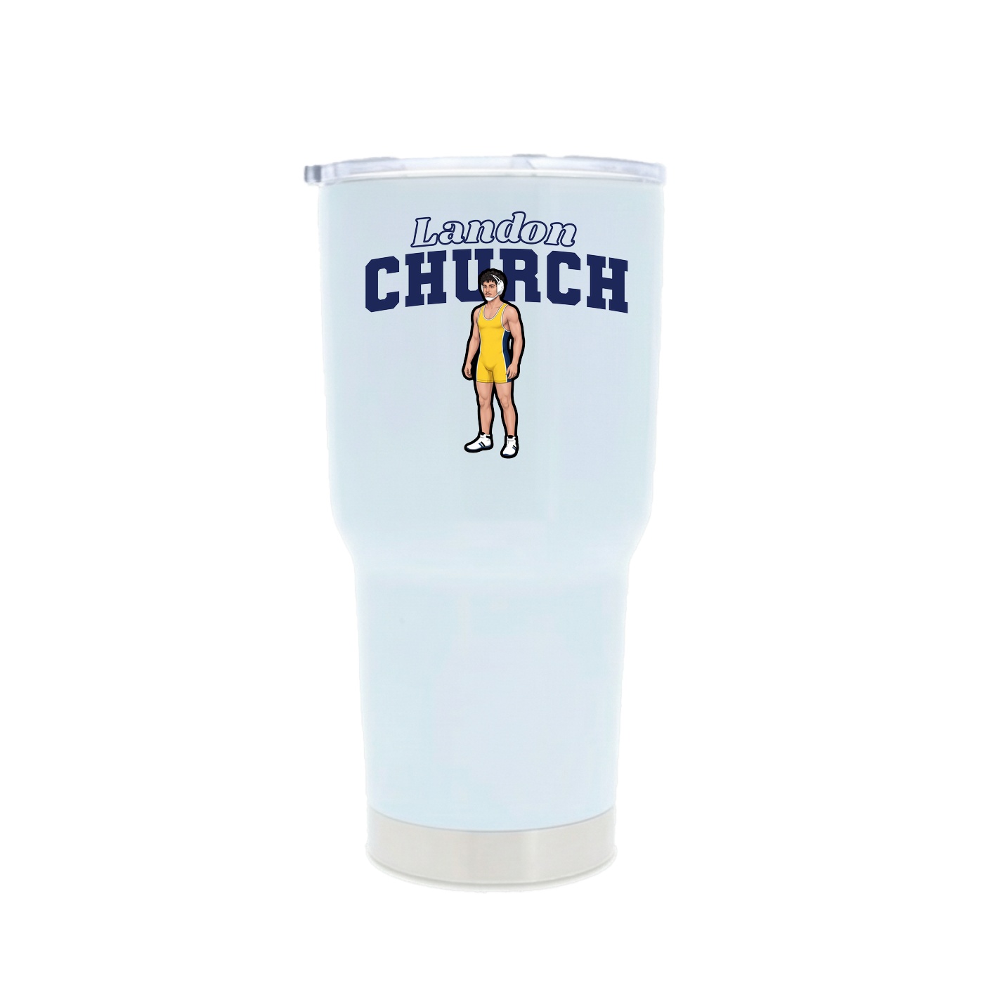 30oz Stainless Steel Tumbler — Name Arch in White