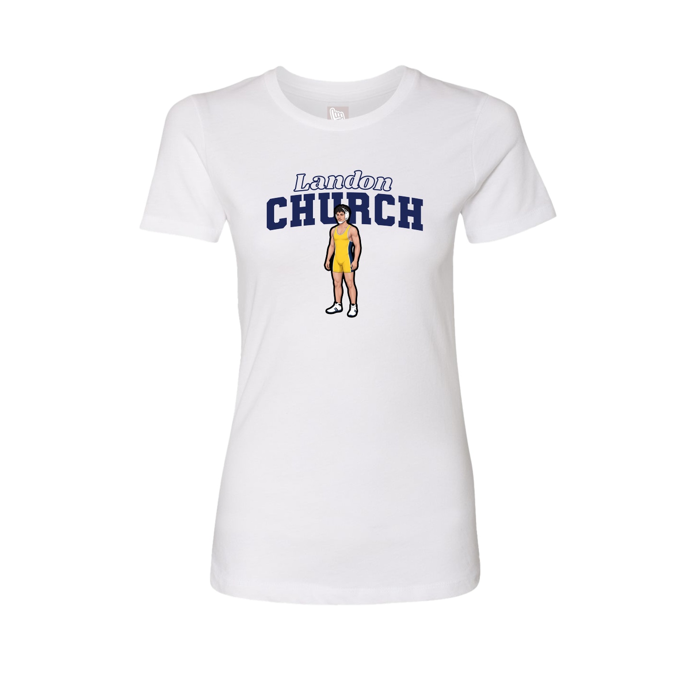 Fitted Women's Tee — Name Arch in White