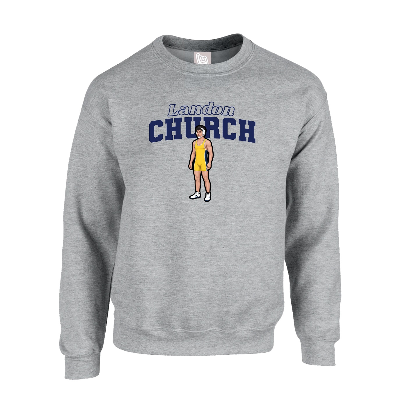 Fleece Crew — Name Arch in Grey