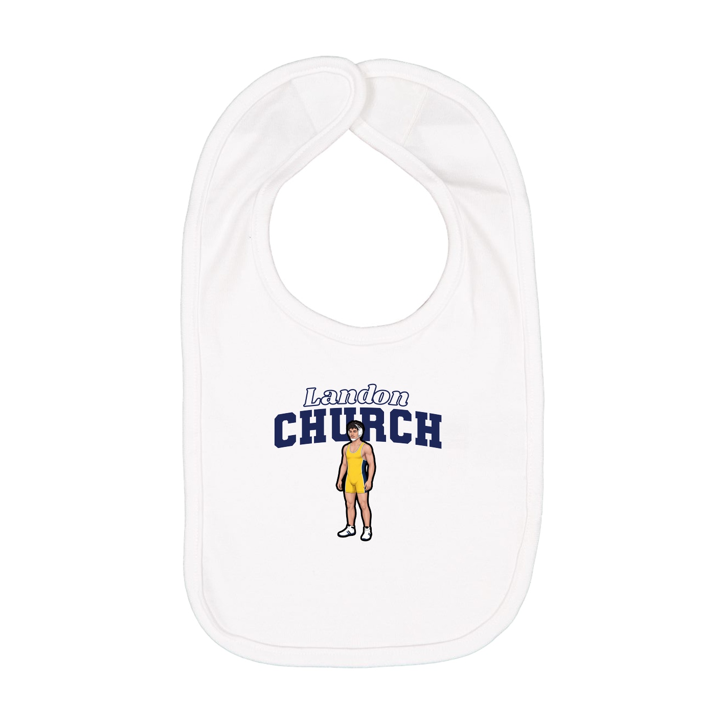 Infant Bib — Name Arch in White