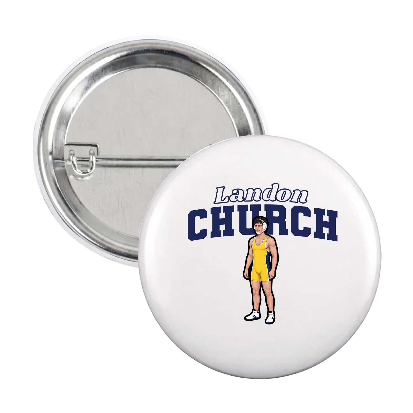 Game Day Button — Name Arch in White